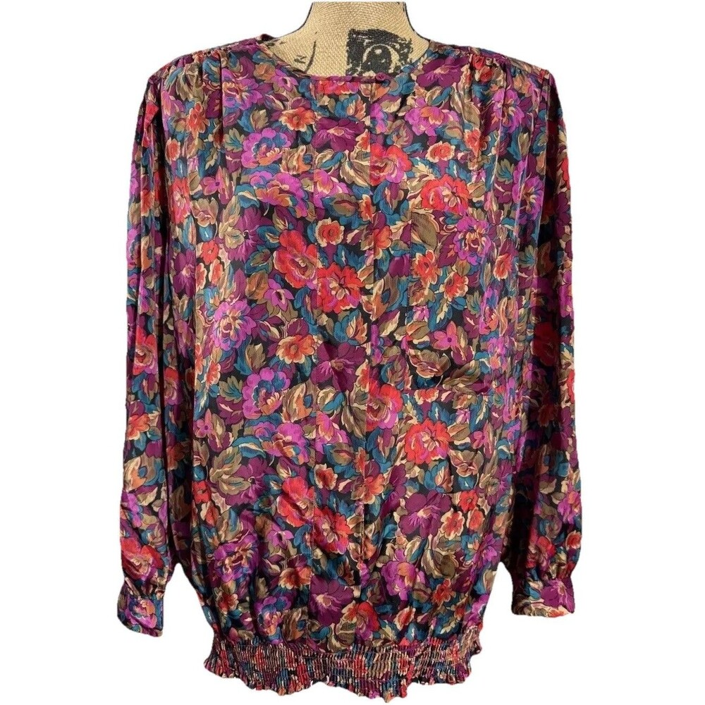 Laura & Jayne Two Collection Vintage Blouse Long Sleeve Gathered Waist Size 16W
